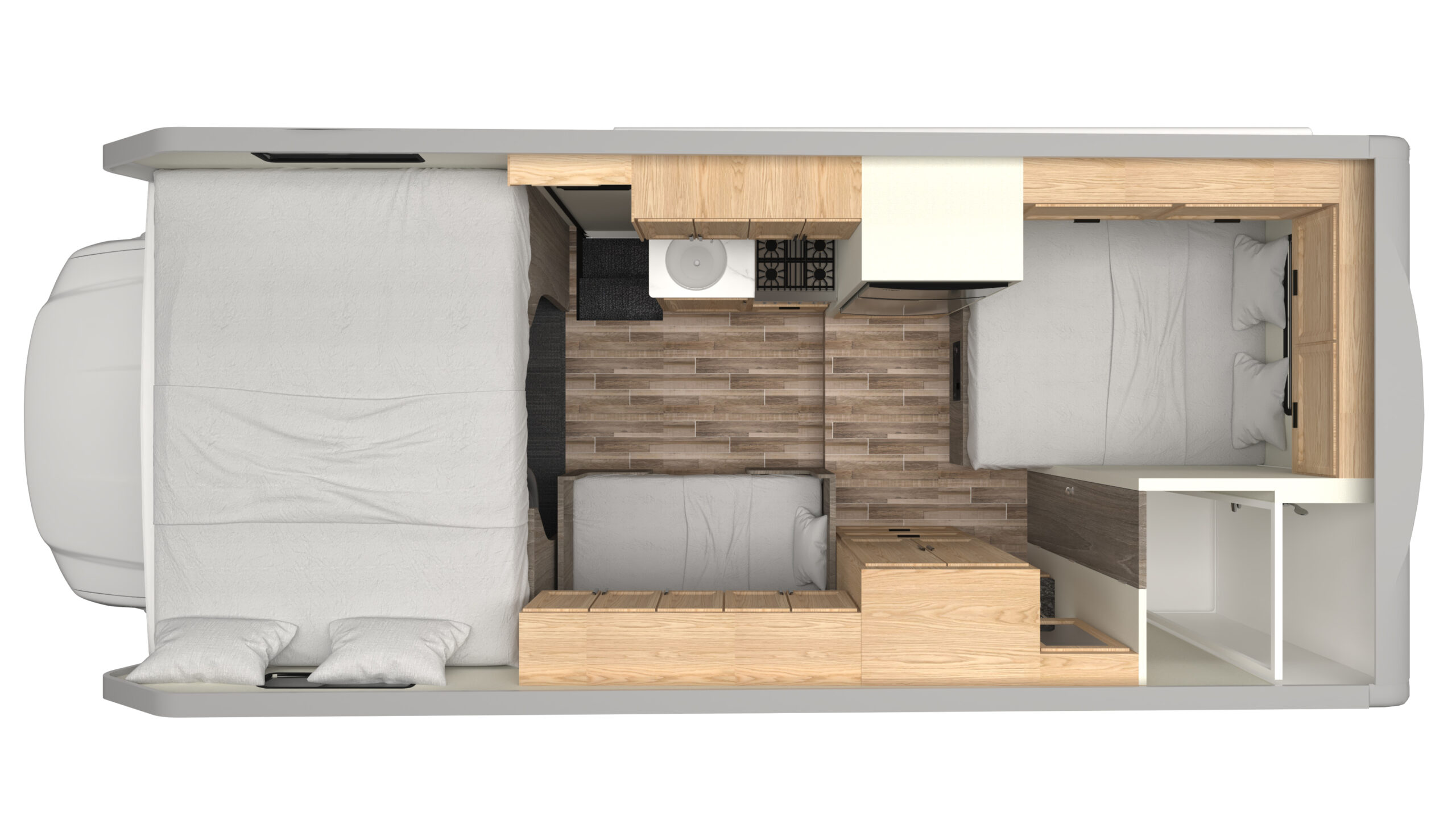 El Monte Camper Class C Medium plattegrond - nacht