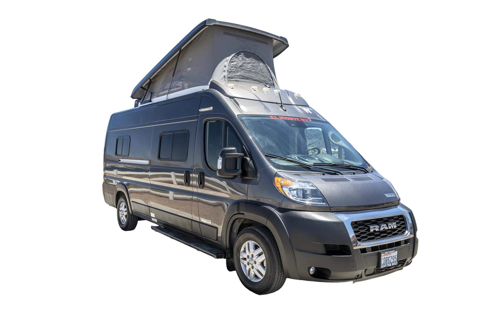 Mighty Class B voorkant en daktent | Campers Amerika