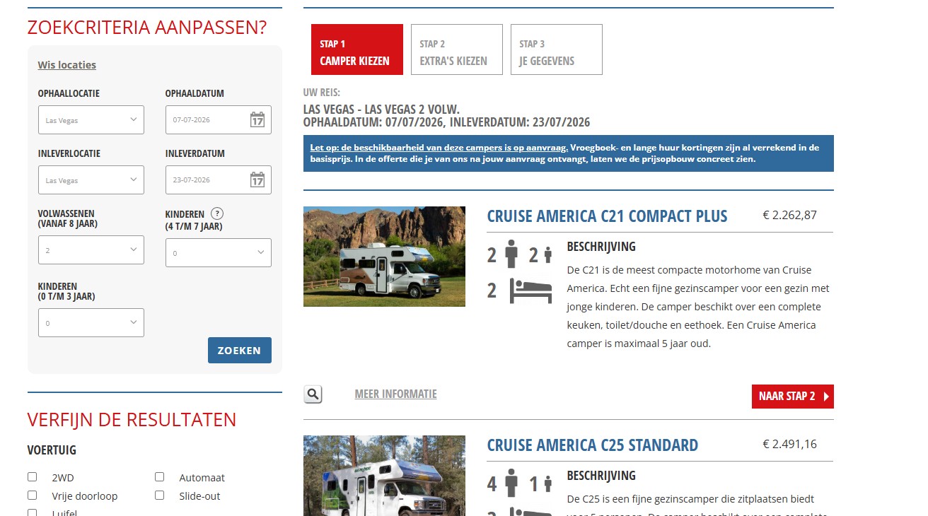 Zoekmodule Campers Amerika | Campers Amerika