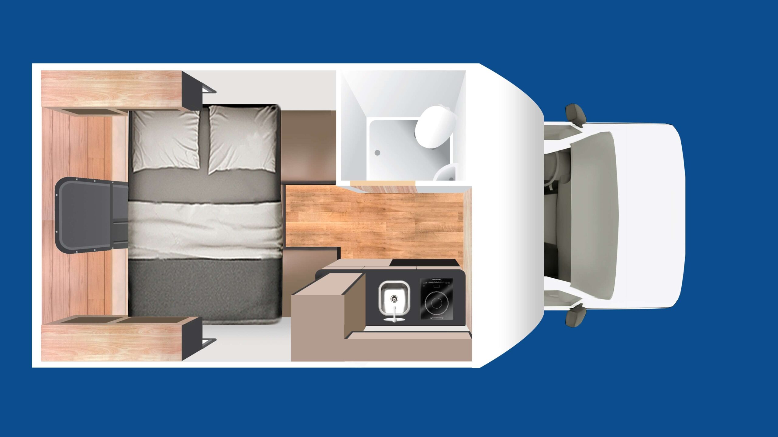Plattegrond nacht Cruise America c18 | Campers Amerika